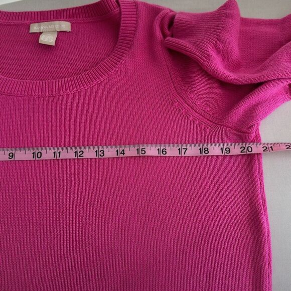 BANANA REPUBLIC Women’s Hot Pink Sequined Elbow Patch Crewneck Sweater Size… - Picture 10 of 11